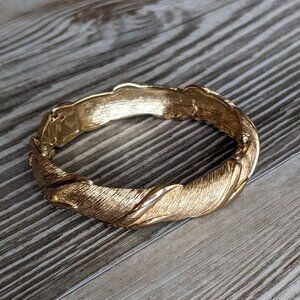 Vintage Monet Bracelet, Gold-Tone with Hinge and Clasp
